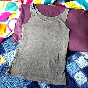 2 FOR 1: Purple & Grey Stretchy Tank Tops